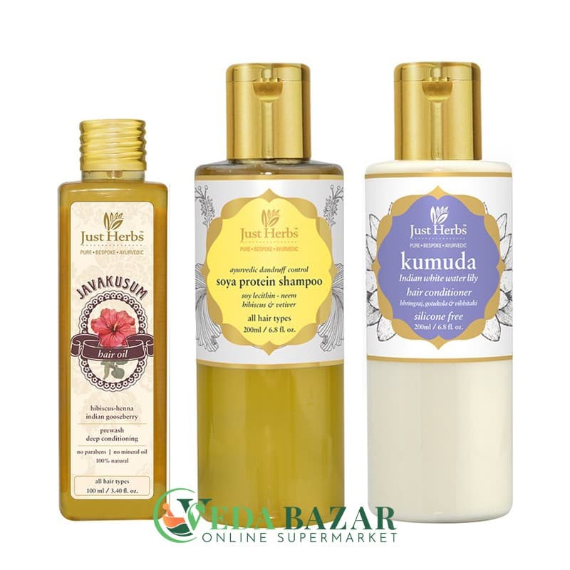 Аюрведический набор против перхоти "Триада", (Ayurvedic Anti Dandruff Kit), Джаст Хербс (Just Herbs) фото