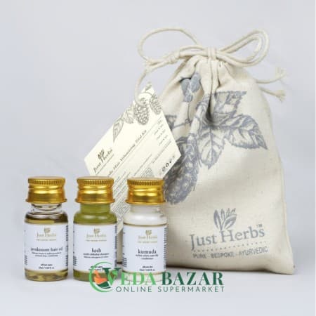 Набор для Увеличения Объема Волос "Триал", (Ayurvedic Hair Volumising Trial Kit), Джаст Хербс (Just Herbs) фото