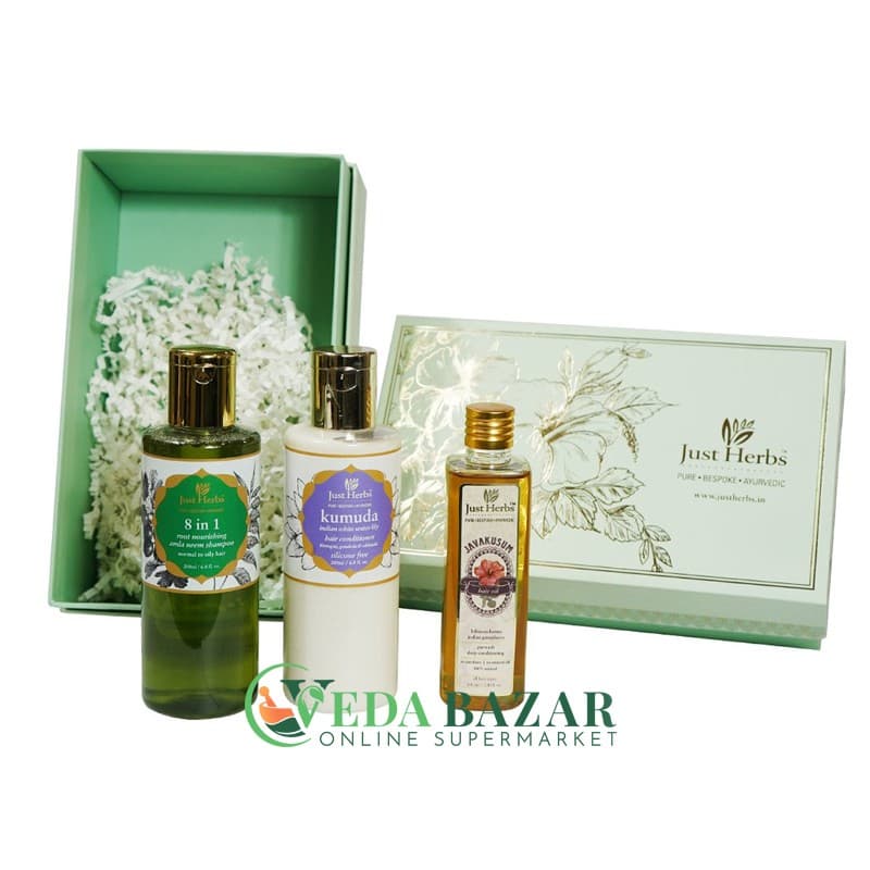 Подарочный Набор Для Укрепления Волос "Трио", (Hair Health Boosters Gift Set), Джаст Хербс (Just Herbs) фото