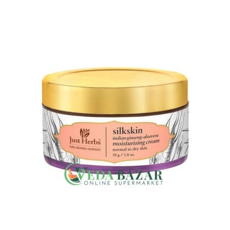 Увлажняющий Крем "Silkskin" (Silkskin Moisturizer), С Женьшенем И Алоэ Вера, 50 Гр, Джаст Хербс (Just Herbs) фото
