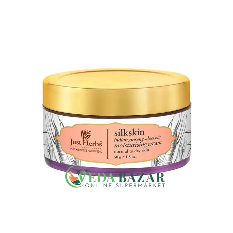 Увлажняющий Крем "Silkskin" (Silkskin Moisturizer), С Женьшенем И Алоэ Вера, 50 Гр, Джаст Хербс (Just Herbs) фото
