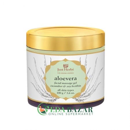 Гель Для Лица "Aloevera" (Face Gel "Aloevera"), С Огурцом И Соевым Лецитином, 100 Гр, Джаст Хербс (Just Herbs) фото