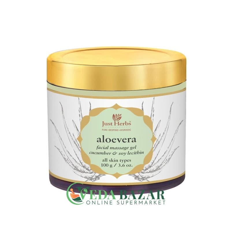Гель Для Лица "Aloevera" (Face Gel "Aloevera"), С Огурцом И Соевым Лецитином, 100 Гр, Джаст Хербс (Just Herbs) фото