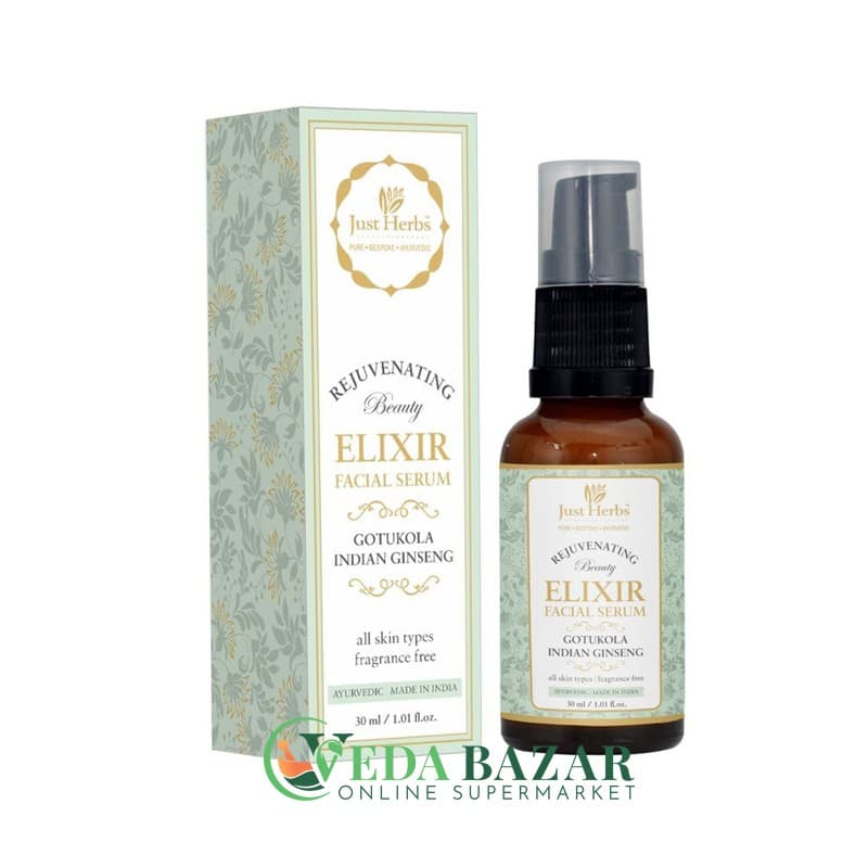 Сыворотка Для Лица "Beauty Elixir" (Face Serum "Beauty Elixir"), 30 Мл, Омолаживающая С Женьшенем, Джаст Хербс (Just Herbs) фото