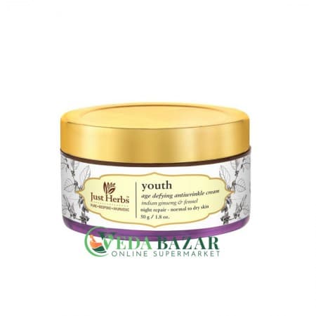 Крем Против Морщин "Youth" (Anti-Wrinkle Cream "Youth"), 50 Гр, С Женьшенем И Фенхелем, Джаст Хербс (Just Herbs) фото