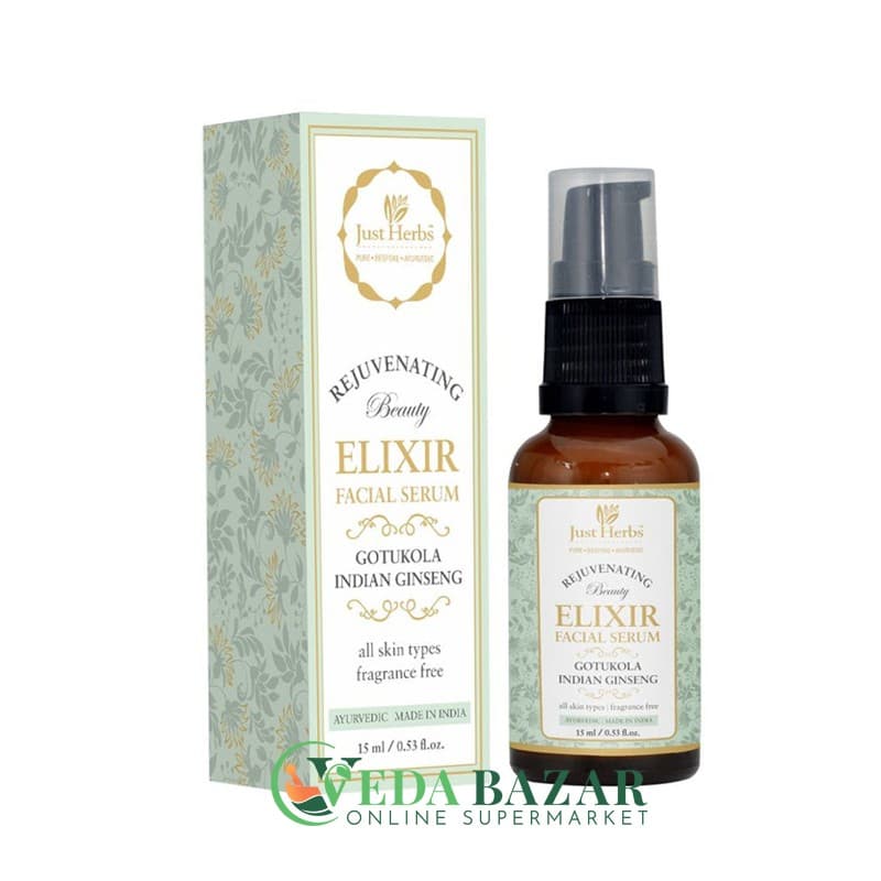 Сыворотка Для Лица "Beauty Elixir" (Face Serum "Beauty Elixir"), 15 Мл, Омолаживающая С Женьшенем, Джаст Хербс (Just Herbs) фото
