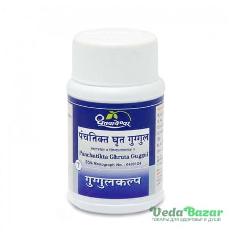 Панчатикта Грита Гуггул (Panchatiktа Ghritа Guggul) от кожных заболеваний, 60 таб, Дхутапапешвар (Dhootapapeshwar) фото