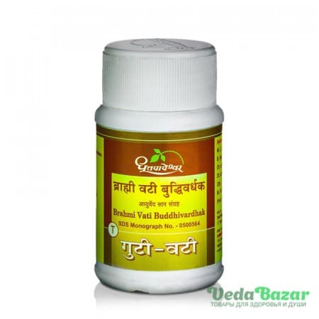 Брахми Вати Буддхивардхак (Brahmi Vati Buddhivardhak) улучшение активности мозга, 60 таб, Дхутапапешвар (Dhootapapeshwar) фото