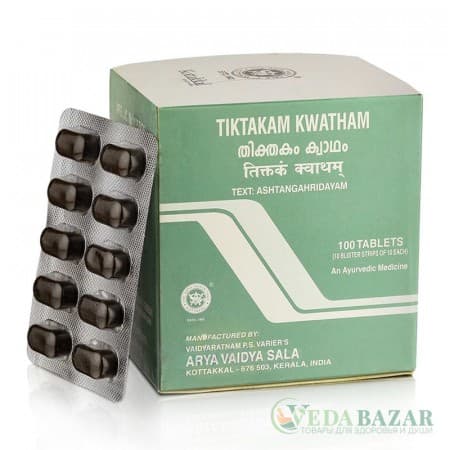 Тиктакам Кватхам (Tiktakam Kwatham) лечение кожных заболеваний, 100 таб, Коттаккал (Kottakkal) фото