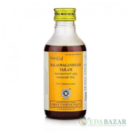 Баласвагандхади Тайлам (Balaswagandhadi Tailam) тонизирующее массажное масло для мышц и суставов, 200 мл, Коттаккал (Kottakkal) фото