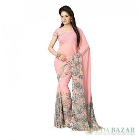 Сари из шифона (цвет — розовый), Chiffon Sari (color — pink) фото